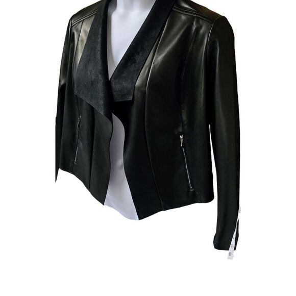BAR III Women's Faux Leather- Flyaway Jacket Size PL/LGE - Picture 4 of 16